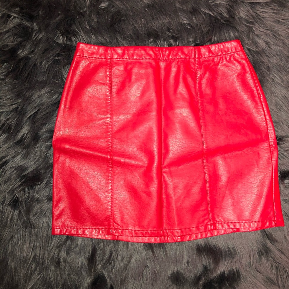 Red Leather Mini Skirt